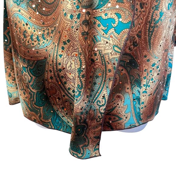 Obe Vintage Y2K Paisley Babydoll V-Neck Whimsigoth Sequins Knit Top Fairy sz 1X - Picture 5 of 16